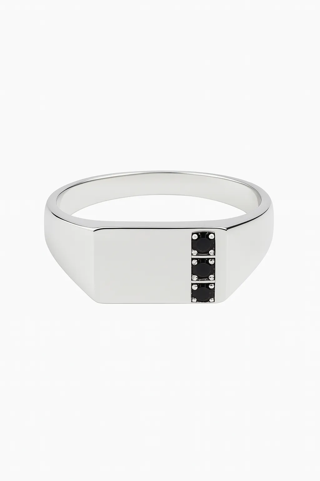 Silver Rectangle Tri-Onyx Ring sold by RG