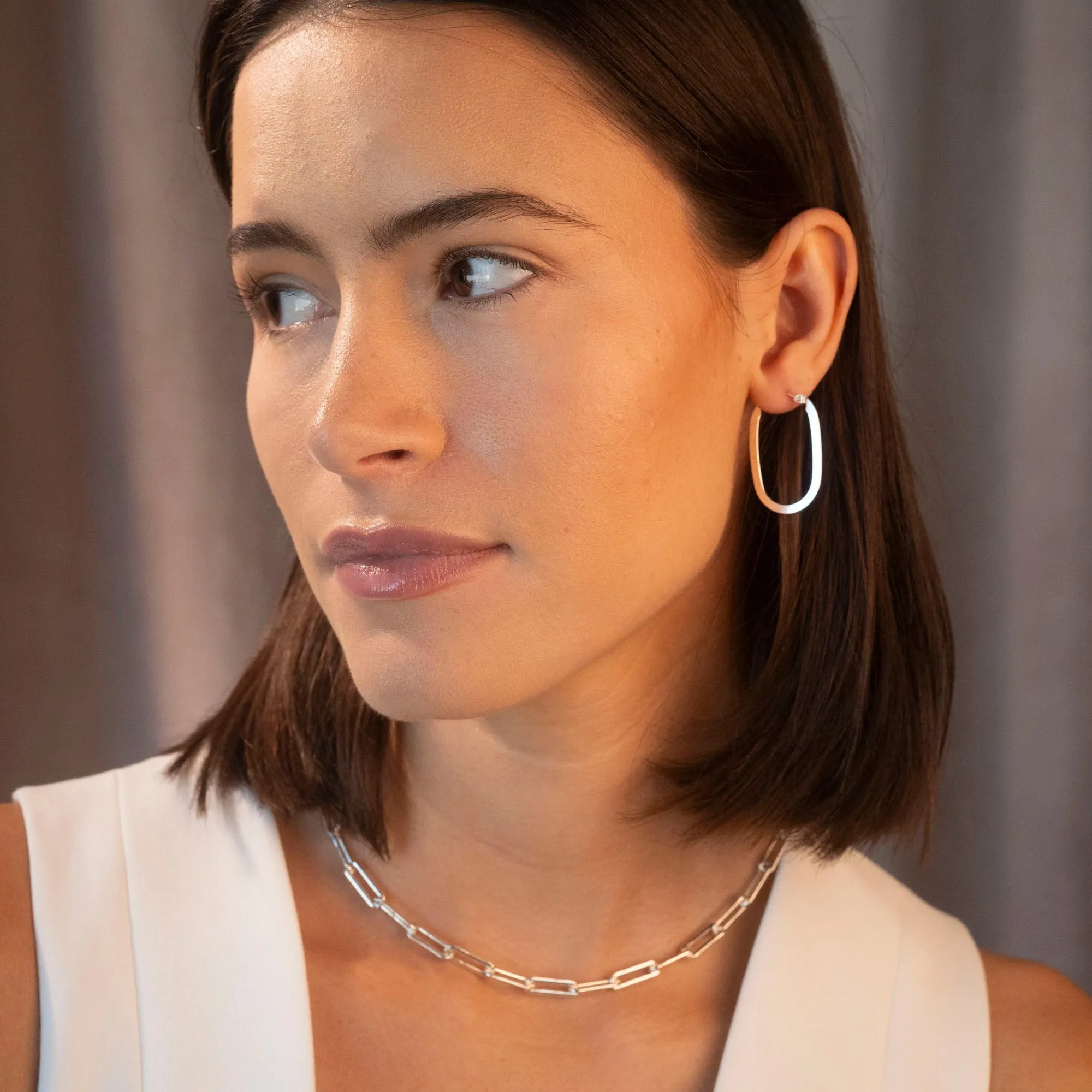 Silver Flat Shape Oval Hoops sold by RG product image thumbnail 2