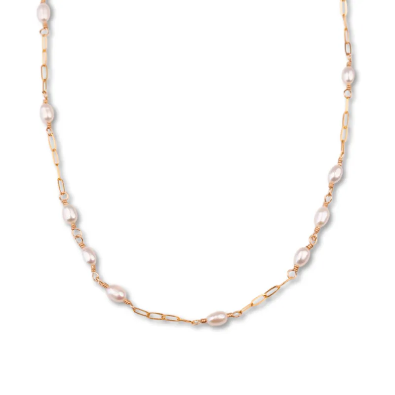 Pearl Paperclip Pattern Necklace sold by RG