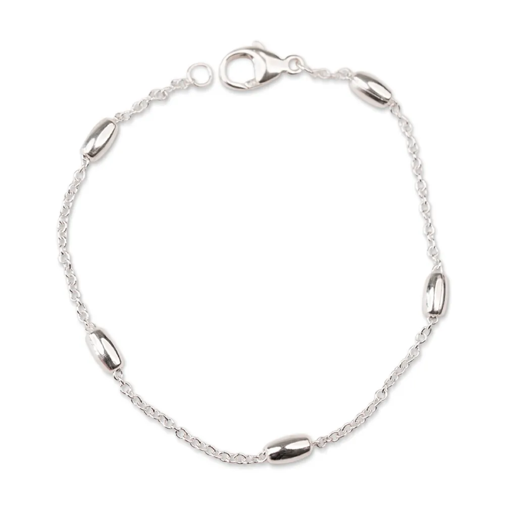 Silver Oval Beaded Satellite Bracelet sold by RG