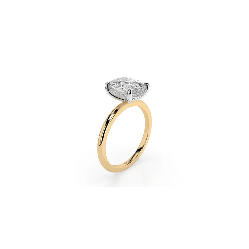 14k Cushion Cut Solitaire Ring | Hidden Halo sold by RG