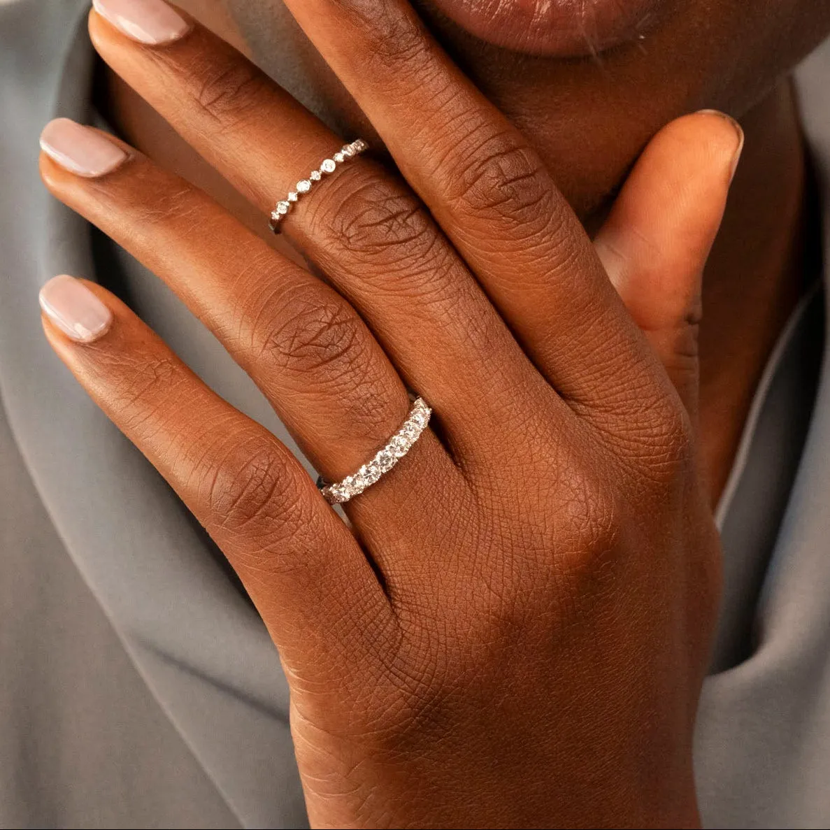 14k Half Eternity Diamond Band | 3mm sold by RG product image thumbnail 2