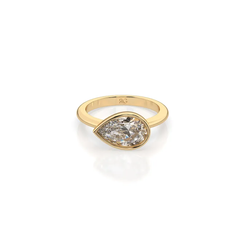 14k Pear East West Bezel Ring sold by RG