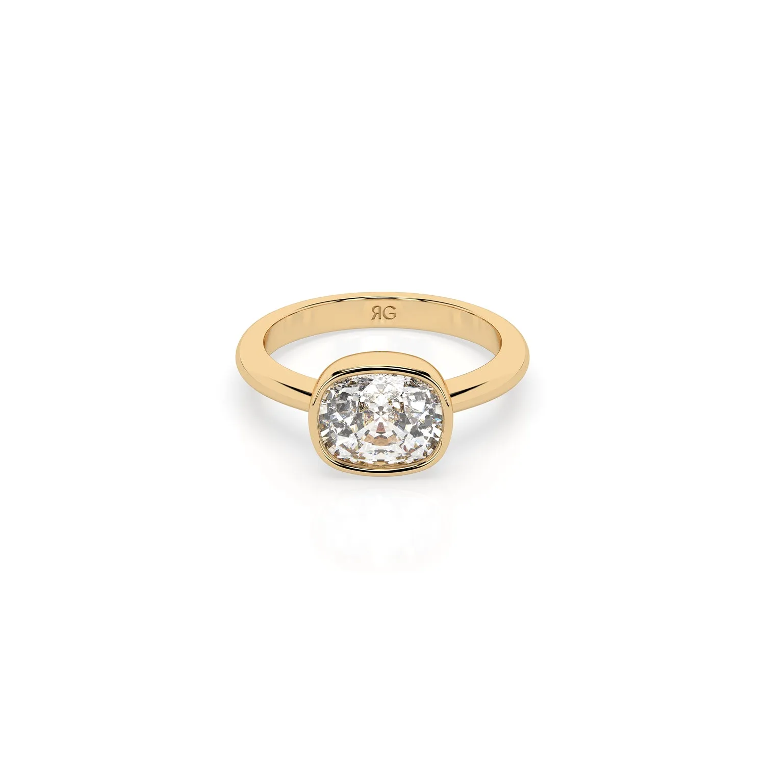 14k Cushion East West Bezel Ring sold by RG