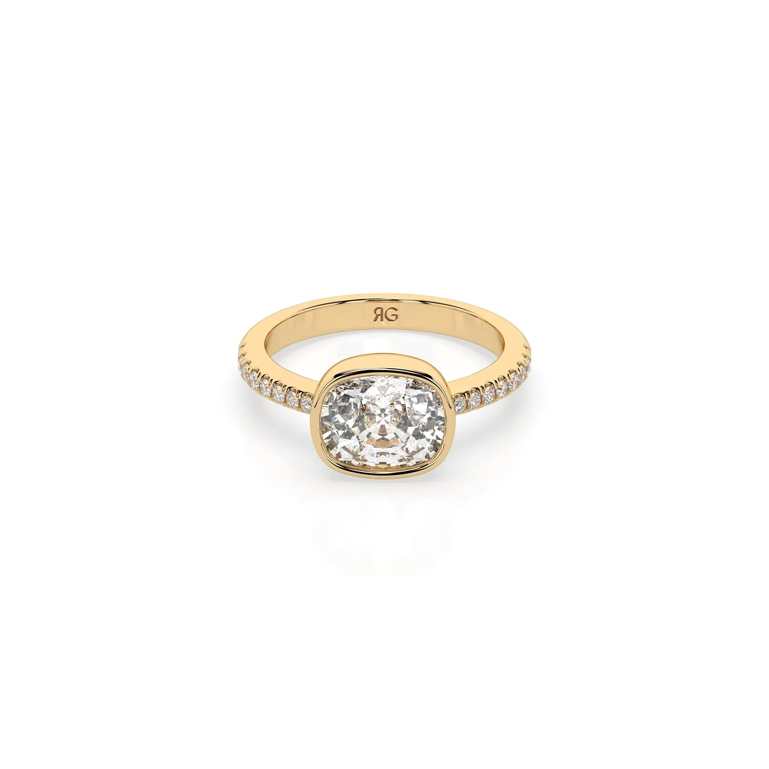 14k Cushion East West Bezel Pave Ring sold by RG product image thumbnail 3