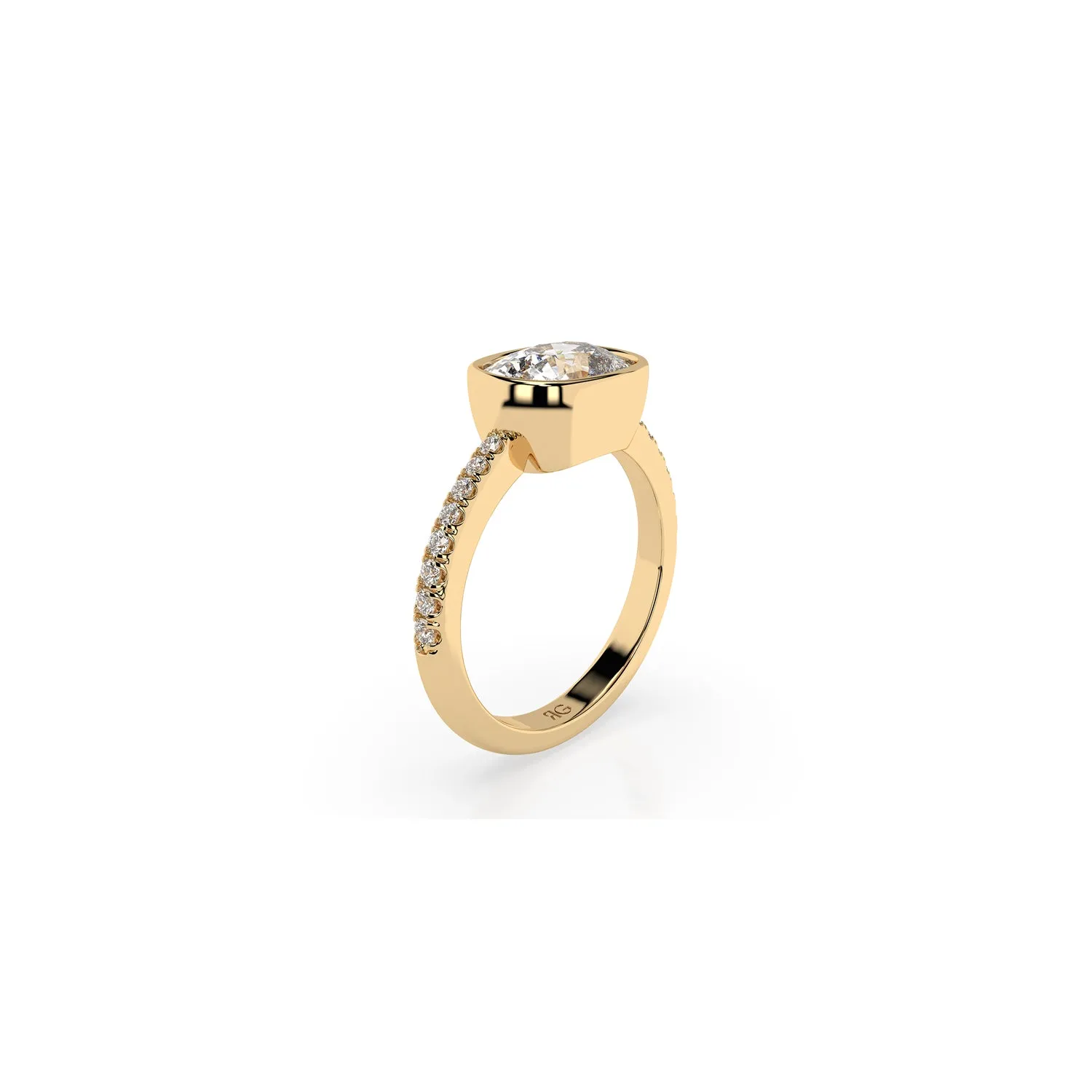 14k Cushion East West Bezel Pave Ring sold by RG product image thumbnail 5