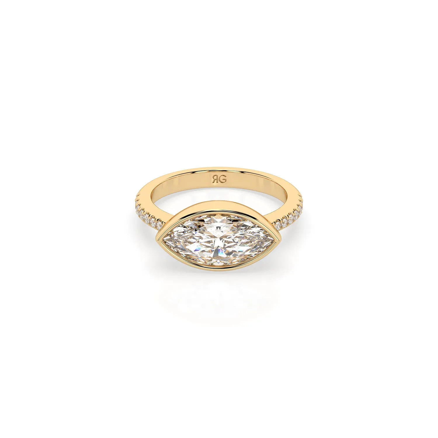 14k Marquise East West Bezel Pave Ring sold by RG product image thumbnail 3