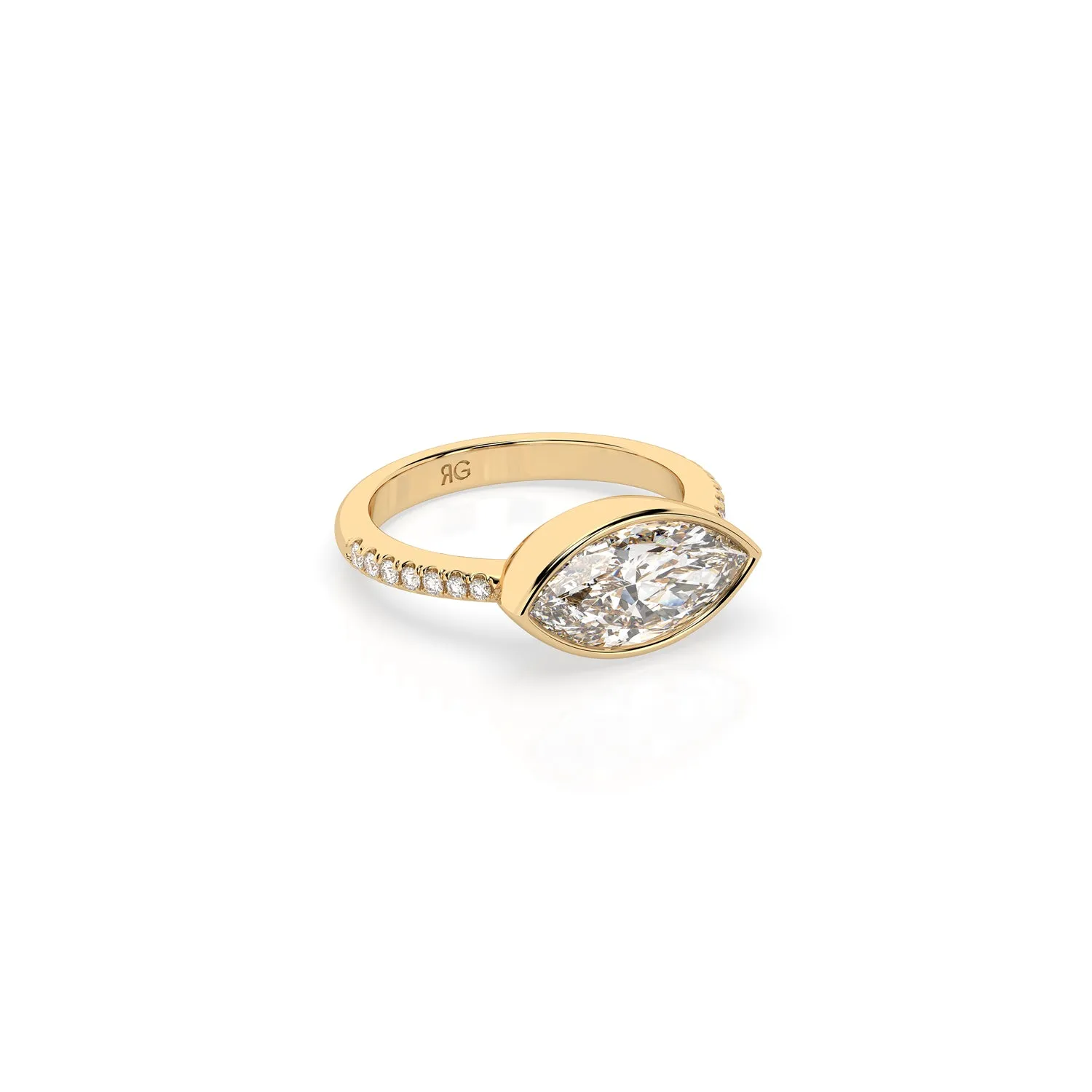 14k Marquise East West Bezel Pave Ring sold by RG