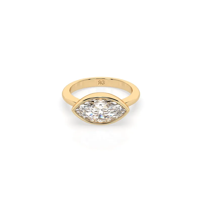 14k Marquise East West Bezel Ring sold by RG