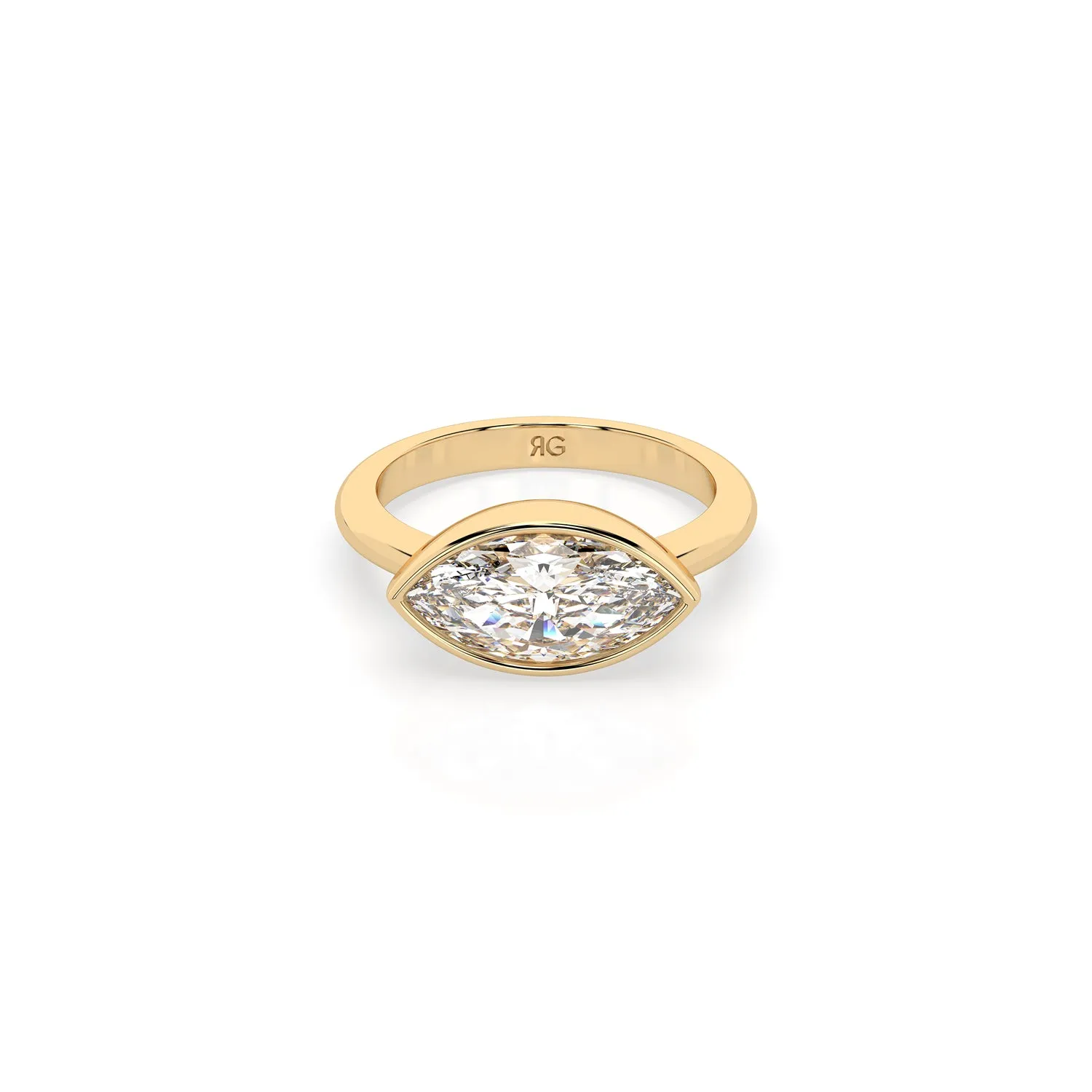 14k Marquise East West Bezel Ring sold by RG