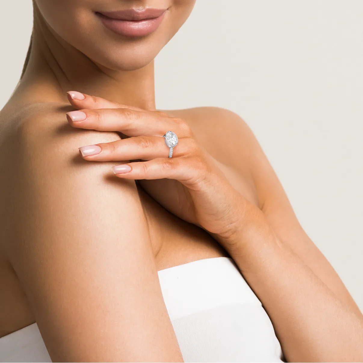 14k Oval East West Bezel Pave Ring sold by RG product image thumbnail 5