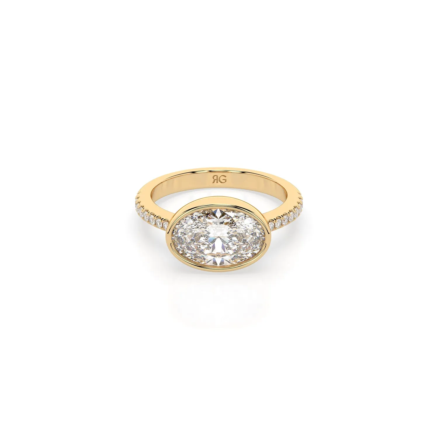 14k Oval East West Bezel Pave Ring sold by RG product image thumbnail 4