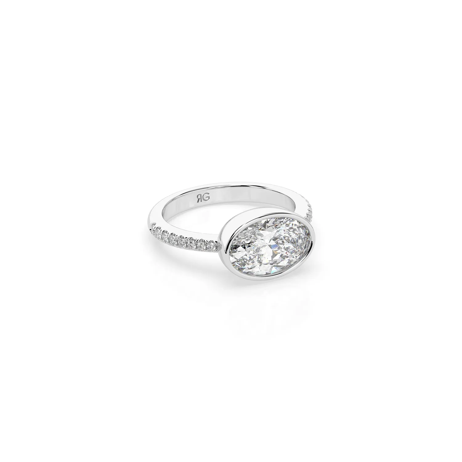 14k Oval East West Bezel Pave Ring sold by RG product image thumbnail 2