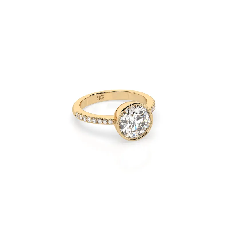 14k Round Pave Bezel Ring sold by RG