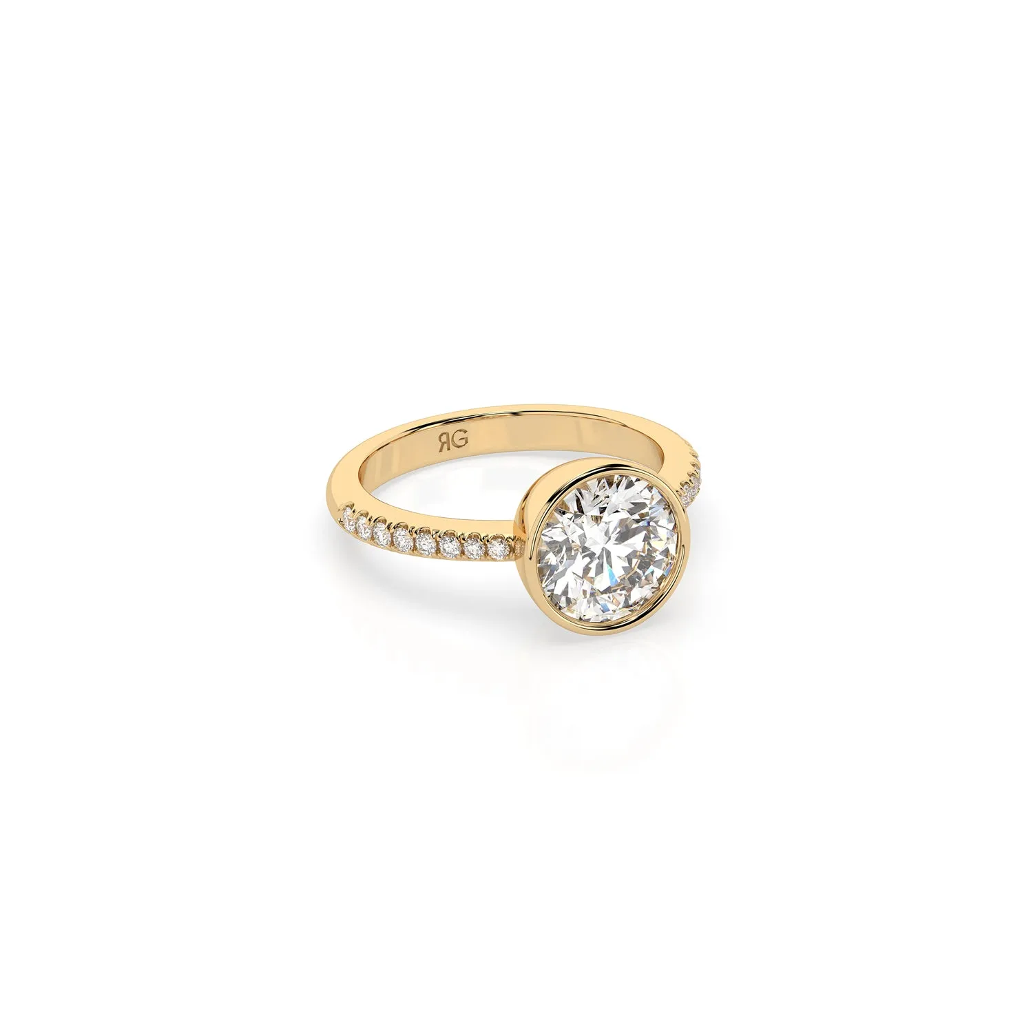 14k Round Pave Bezel Ring sold by RG