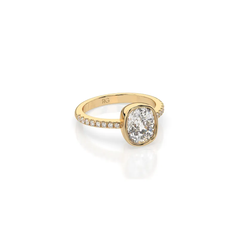 14k Cushion Pave Bezel Ring sold by RG
