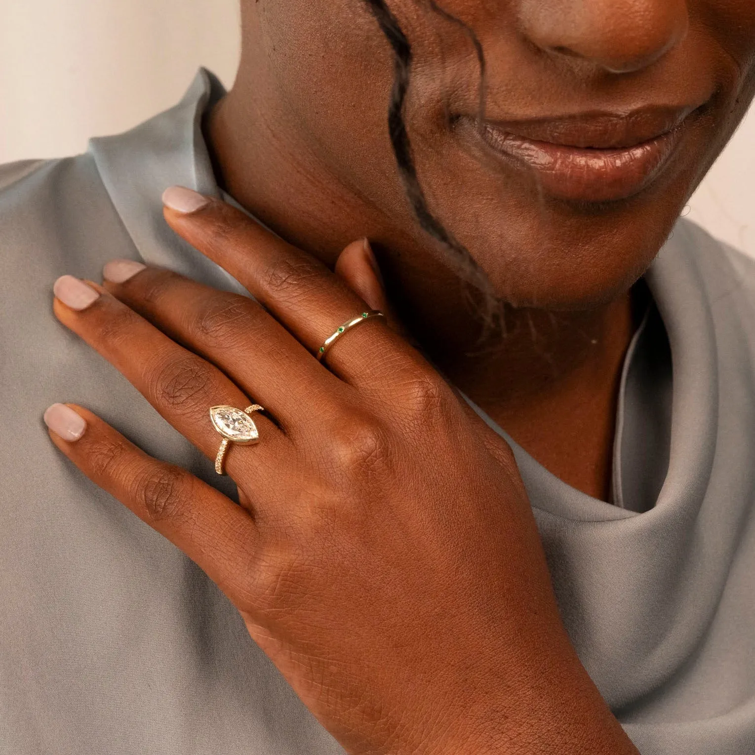 14k Marquise Pave Bezel Ring sold by RG product image thumbnail 2