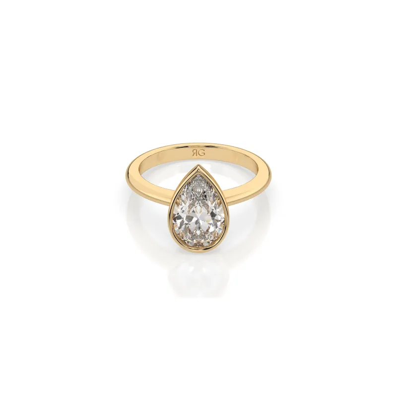 14k Pear Shape Bezel Ring sold by RG