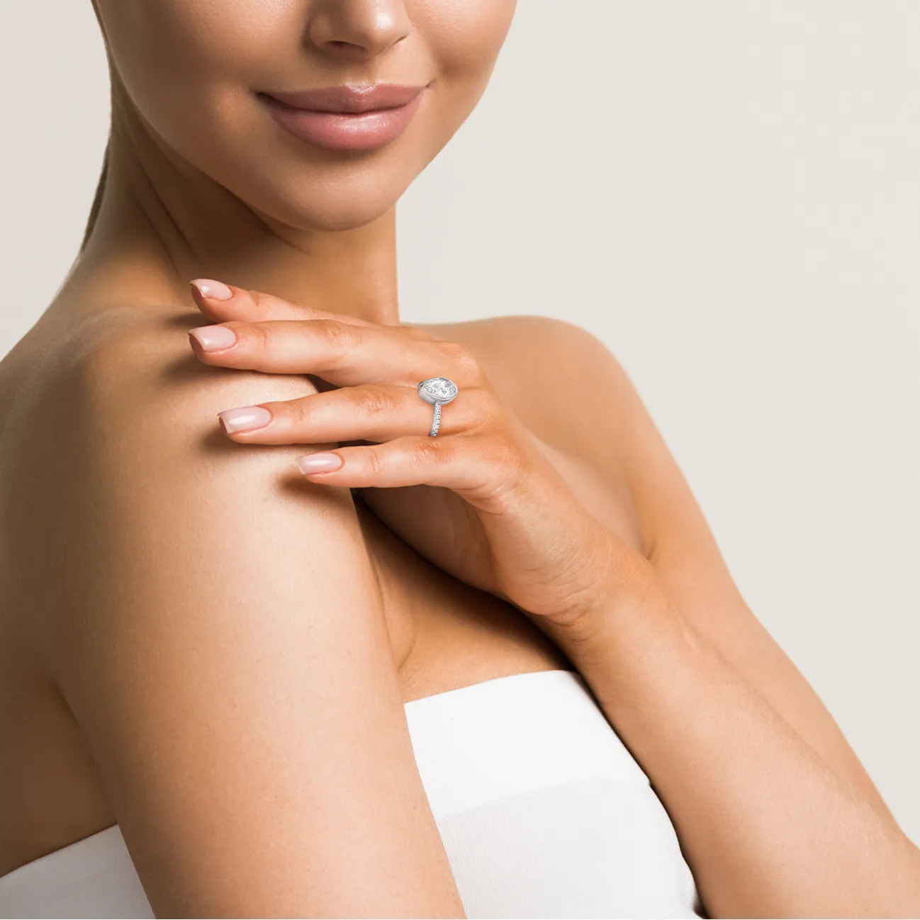 14k Pear Shape Pave Bezel Ring sold by RG product image thumbnail 2