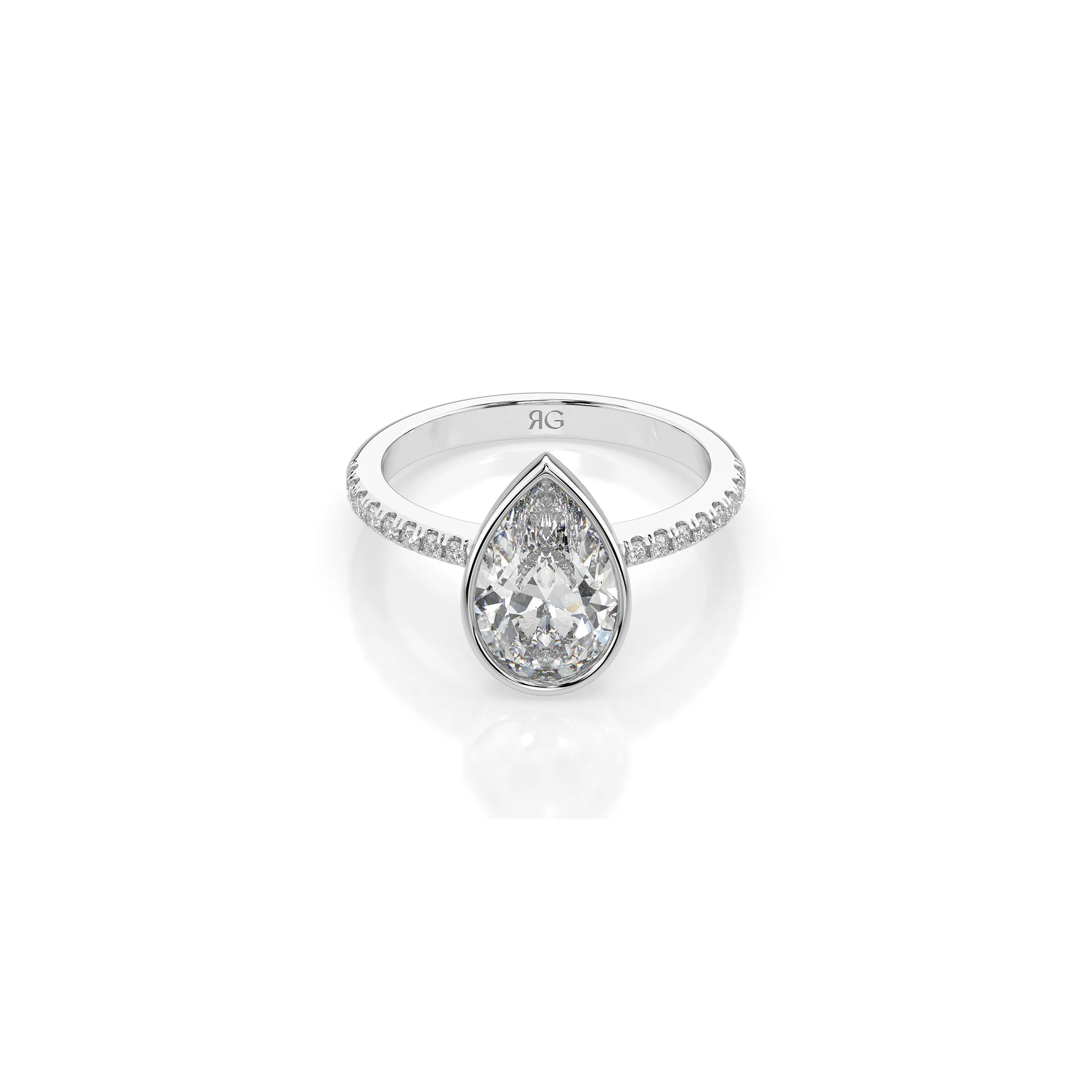 14k Pear Shape Pave Bezel Ring sold by RG product image thumbnail 5