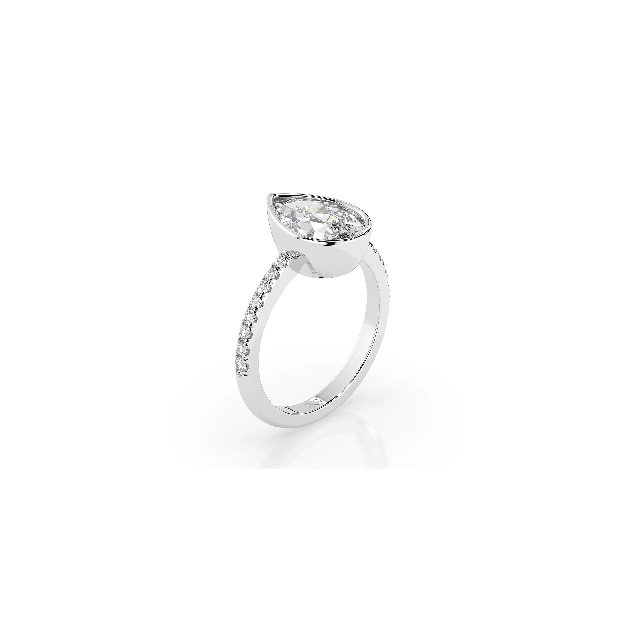 14k Pear Shape Pave Bezel Ring sold by RG product image thumbnail 4