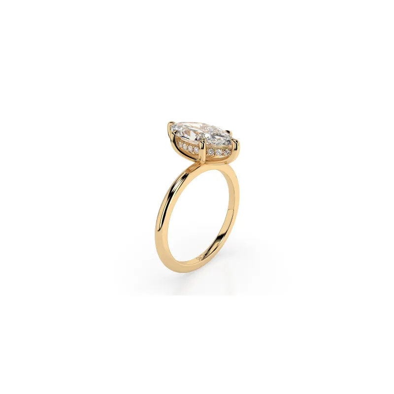 14k Marquise Cut Solitaire Ring | Hidden Halo sold by RG