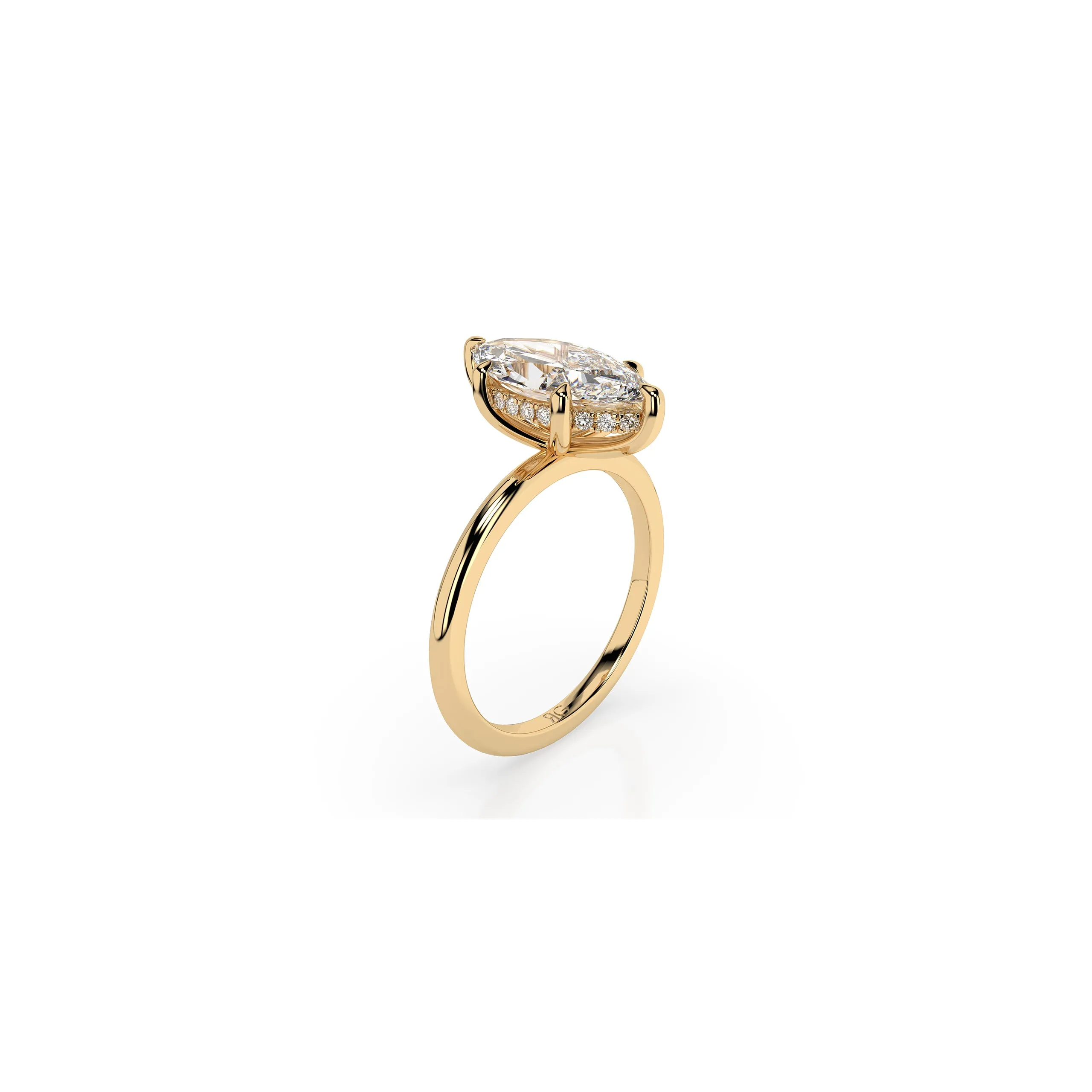14k Marquise Cut Solitaire Ring | Hidden Halo sold by RG