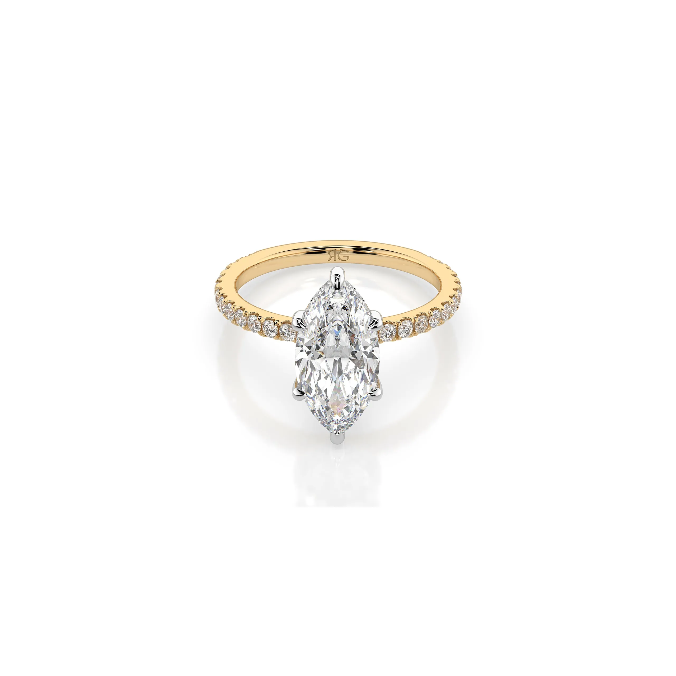 14k Marquise Solitaire Pave Band | Hidden Halo sold by RG product image thumbnail 3