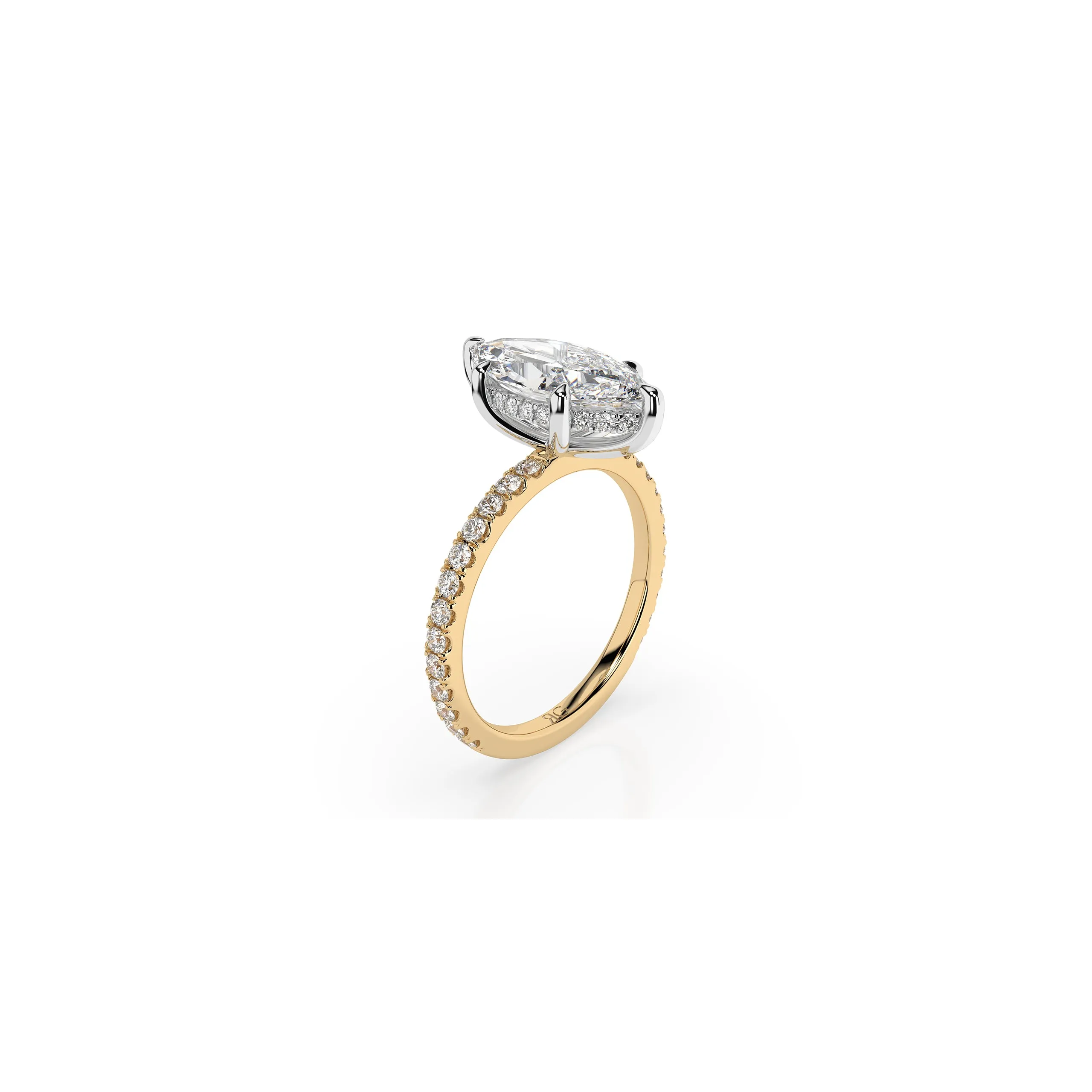 14k Marquise Solitaire Pave Band | Hidden Halo sold by RG product image thumbnail 5