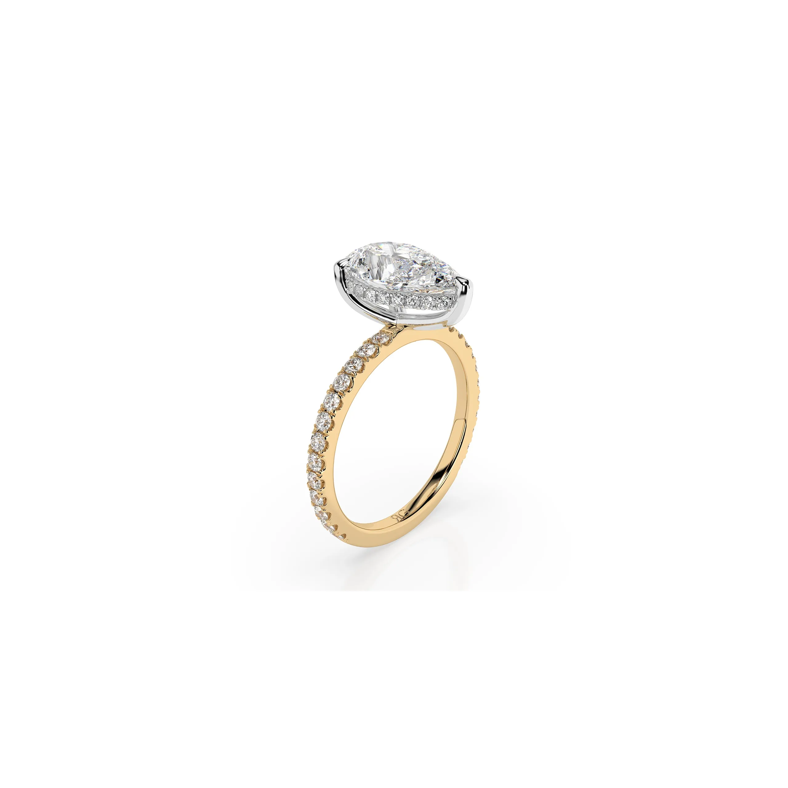 14k Pear Cut Solitaire Pave Band | Hidden Halo sold by RG product image thumbnail 4