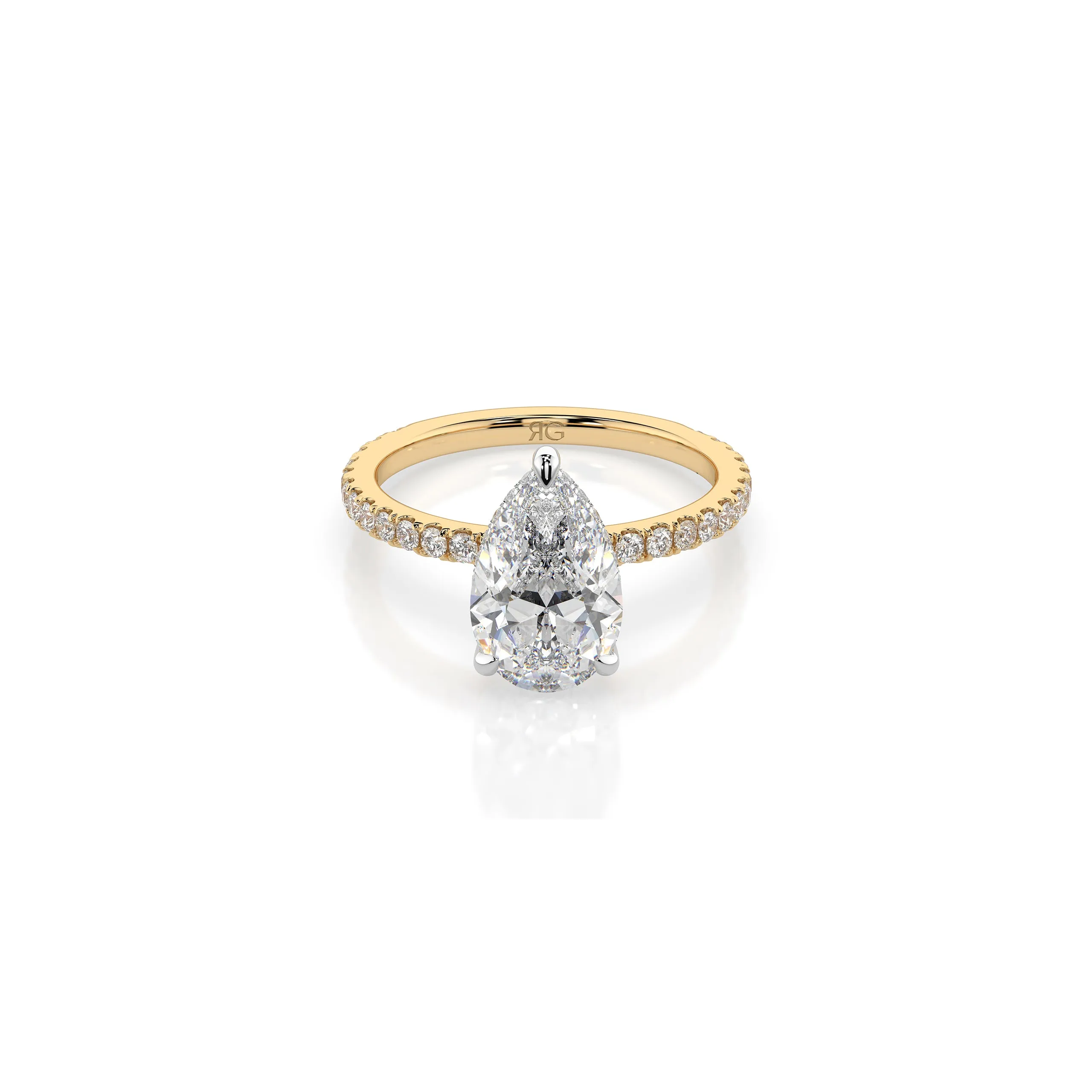 14k Pear Cut Solitaire Pave Band | Hidden Halo sold by RG product image thumbnail 3