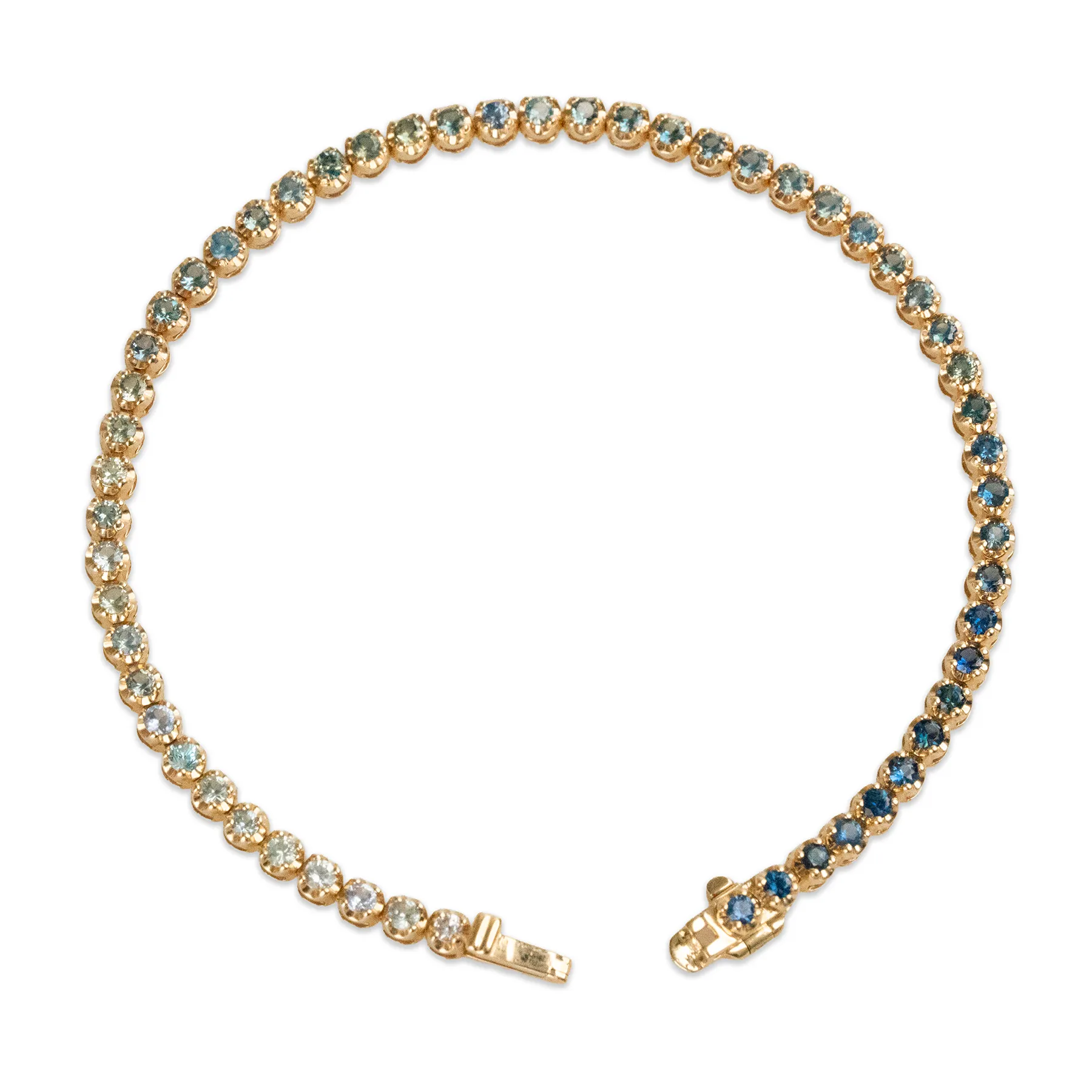 14k Gradiant Sapphire Tennis Bracelet | One-of-one sold by RG