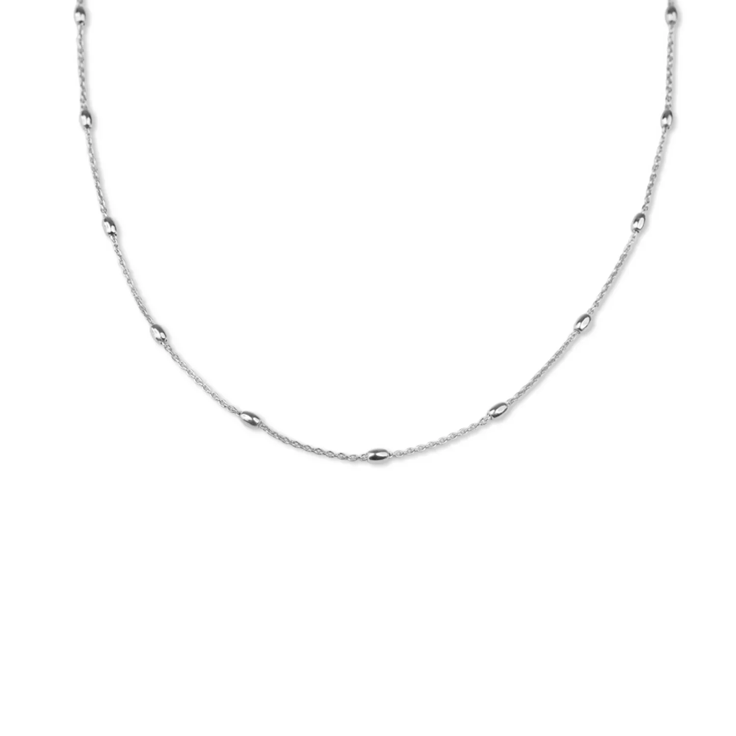 Silver Small Oval Beaded Satellite Necklace sold by RG