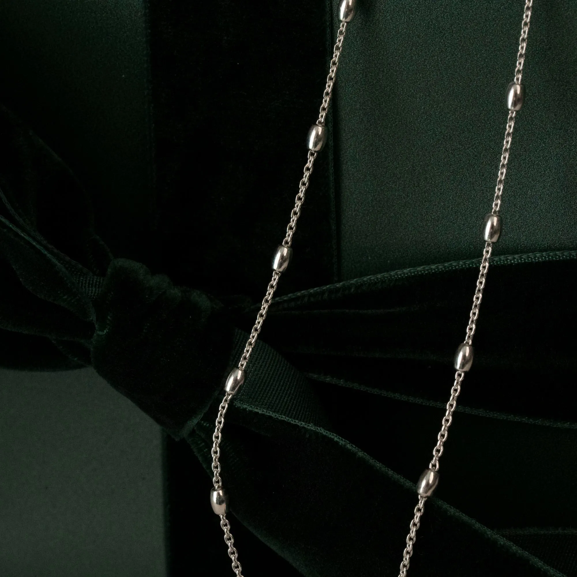 Silver Small Oval Beaded Satellite Necklace sold by RG product image thumbnail 3