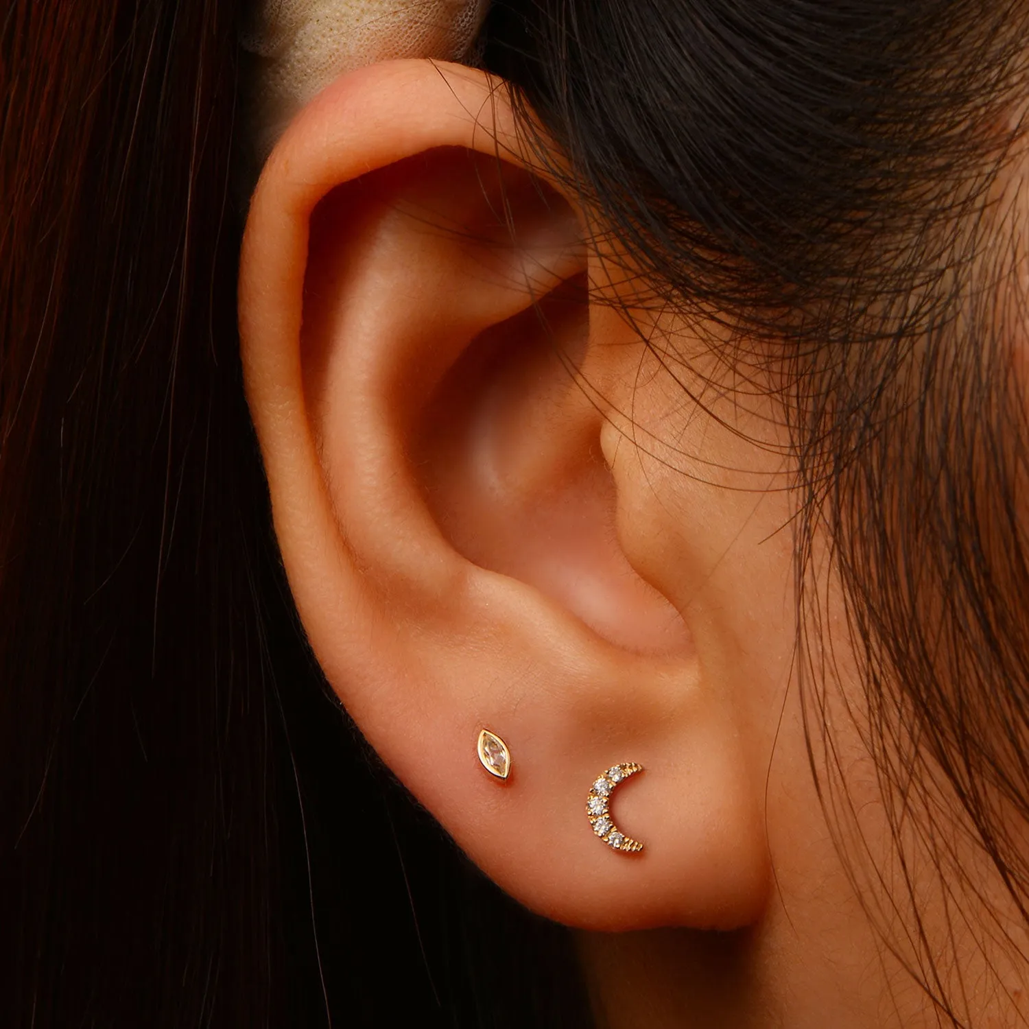 14k Marquise Diamond Flatback Studs sold by RG product image thumbnail 2