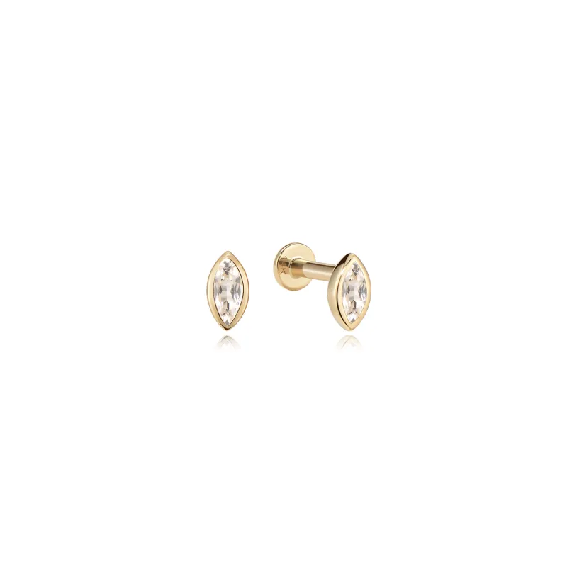 14k Marquise Diamond Flatback Studs sold by RG