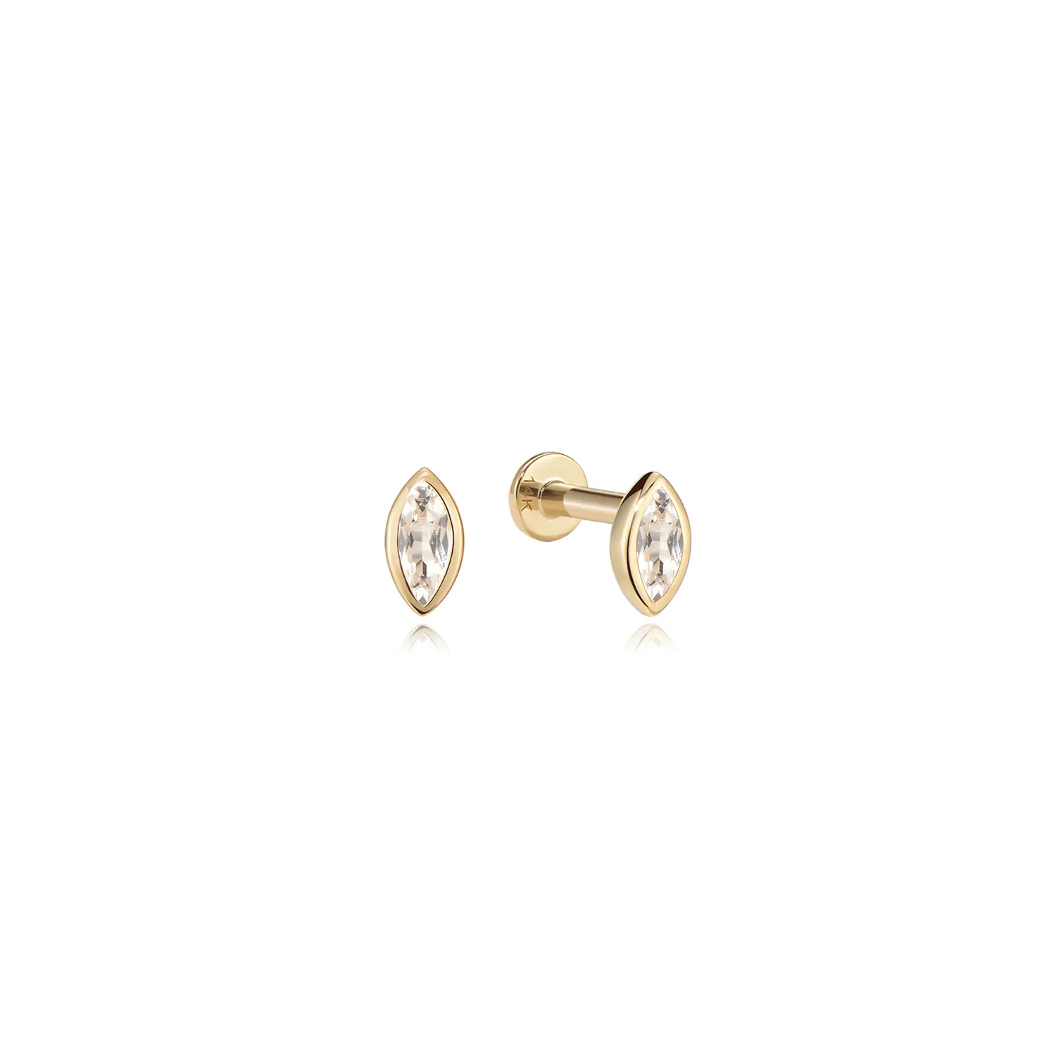 14k Marquise Diamond Flatback Studs sold by RG
