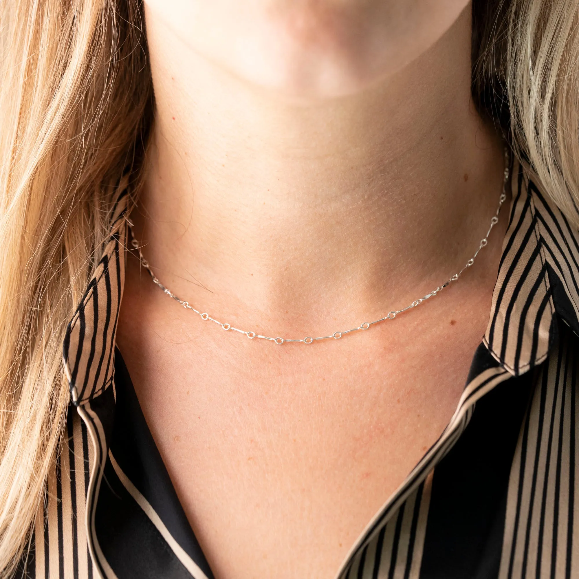 Silver Dapped Bar Necklace sold by RG product image thumbnail 2