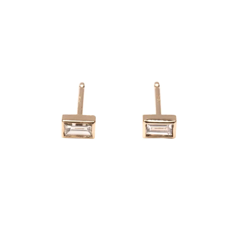 14k Petite Baguette Studs .10 CTW sold by RG