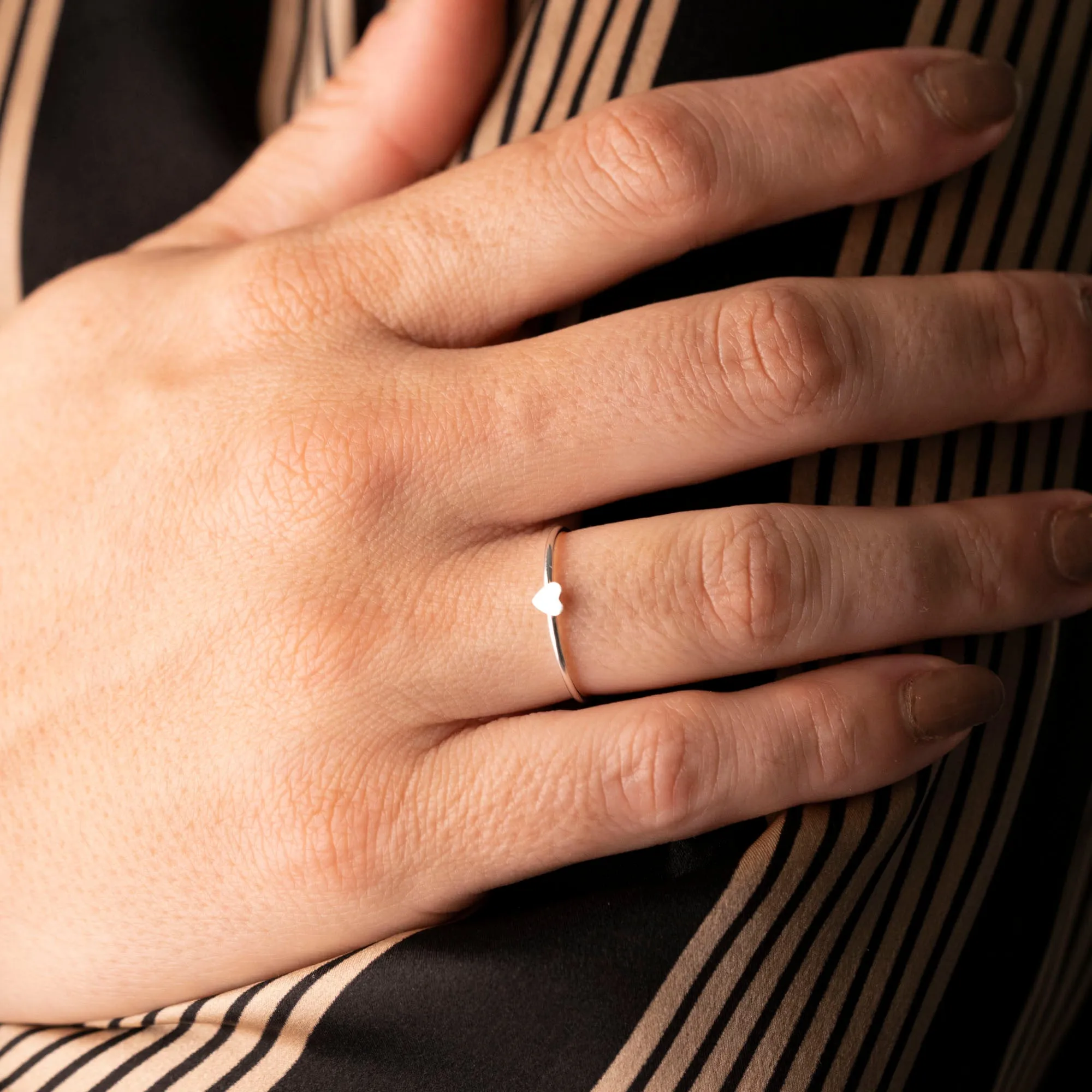 Silver Heart Stacker Ring sold by RG product image thumbnail 2