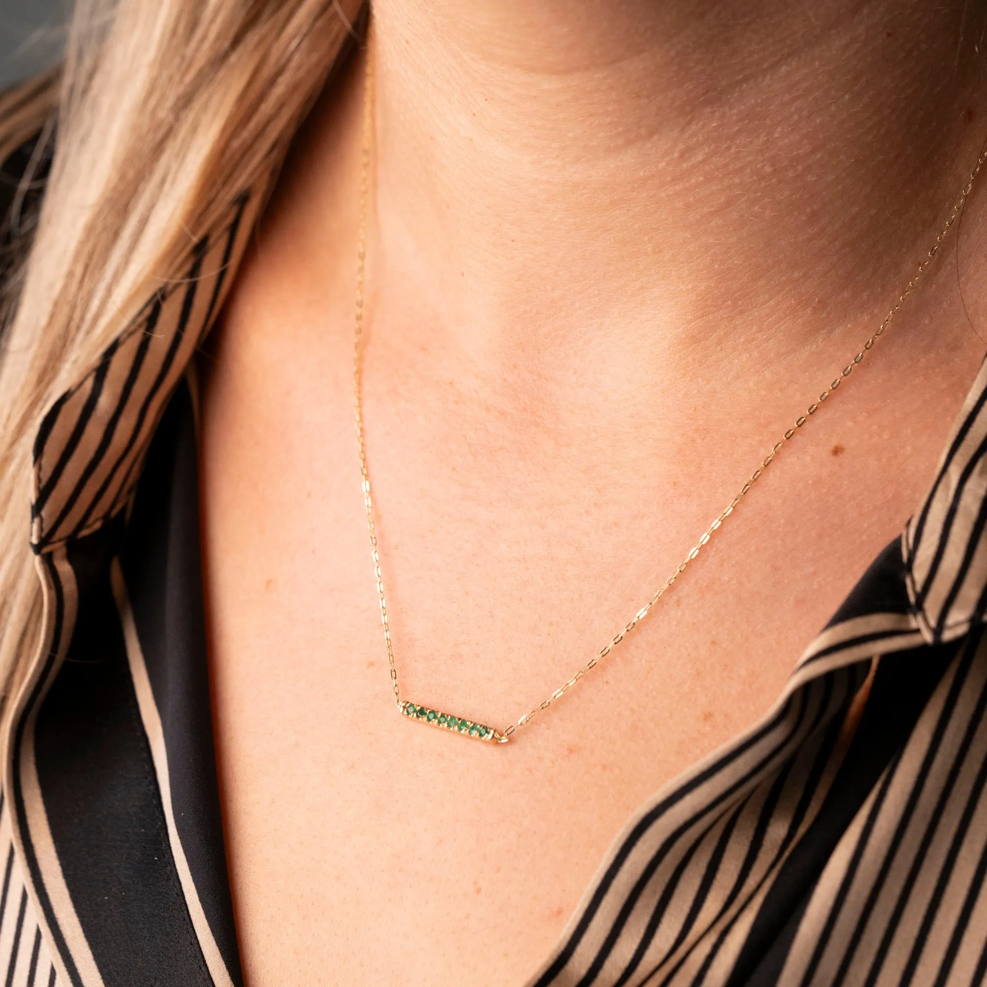 14k Emerald Bar Necklace sold by RG product image thumbnail 2