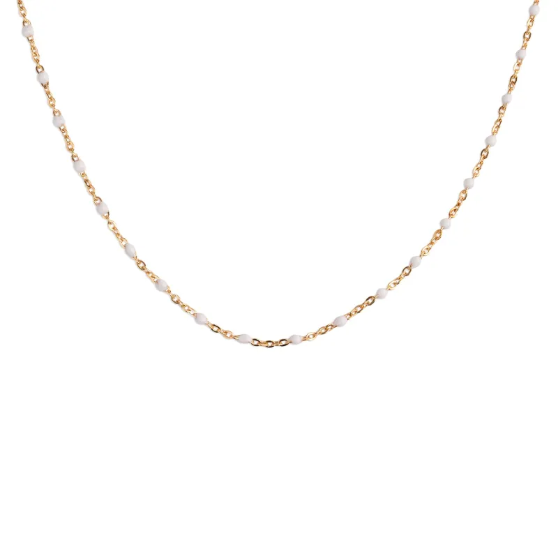 Gold Filled White Enamel Necklace sold by RG