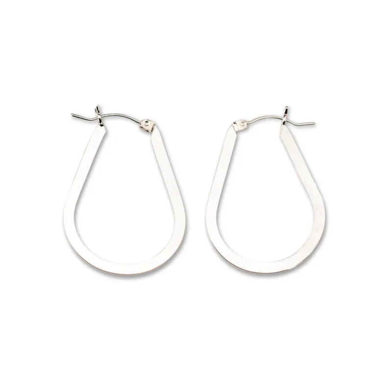 Silver Flat Tear Drop Hoops sold by RG