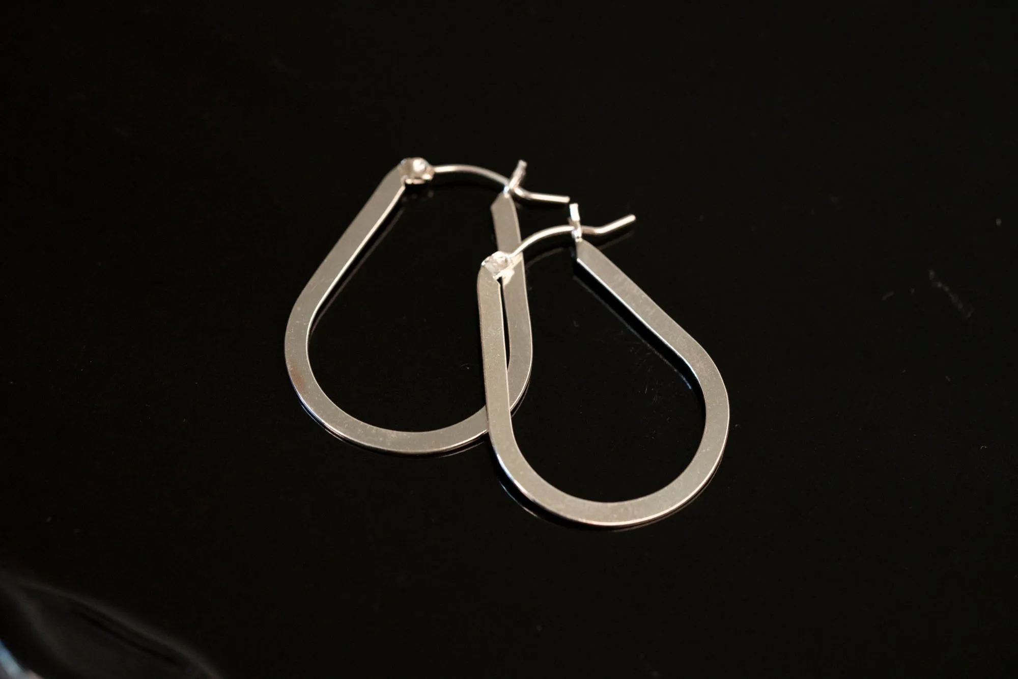 Silver Flat Tear Drop Hoops sold by RG product image thumbnail 5