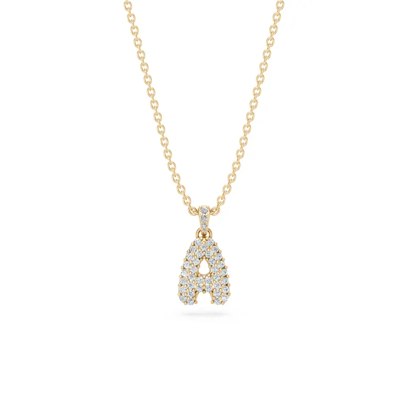 14k Diamond Bubble Letter Necklace sold by RG