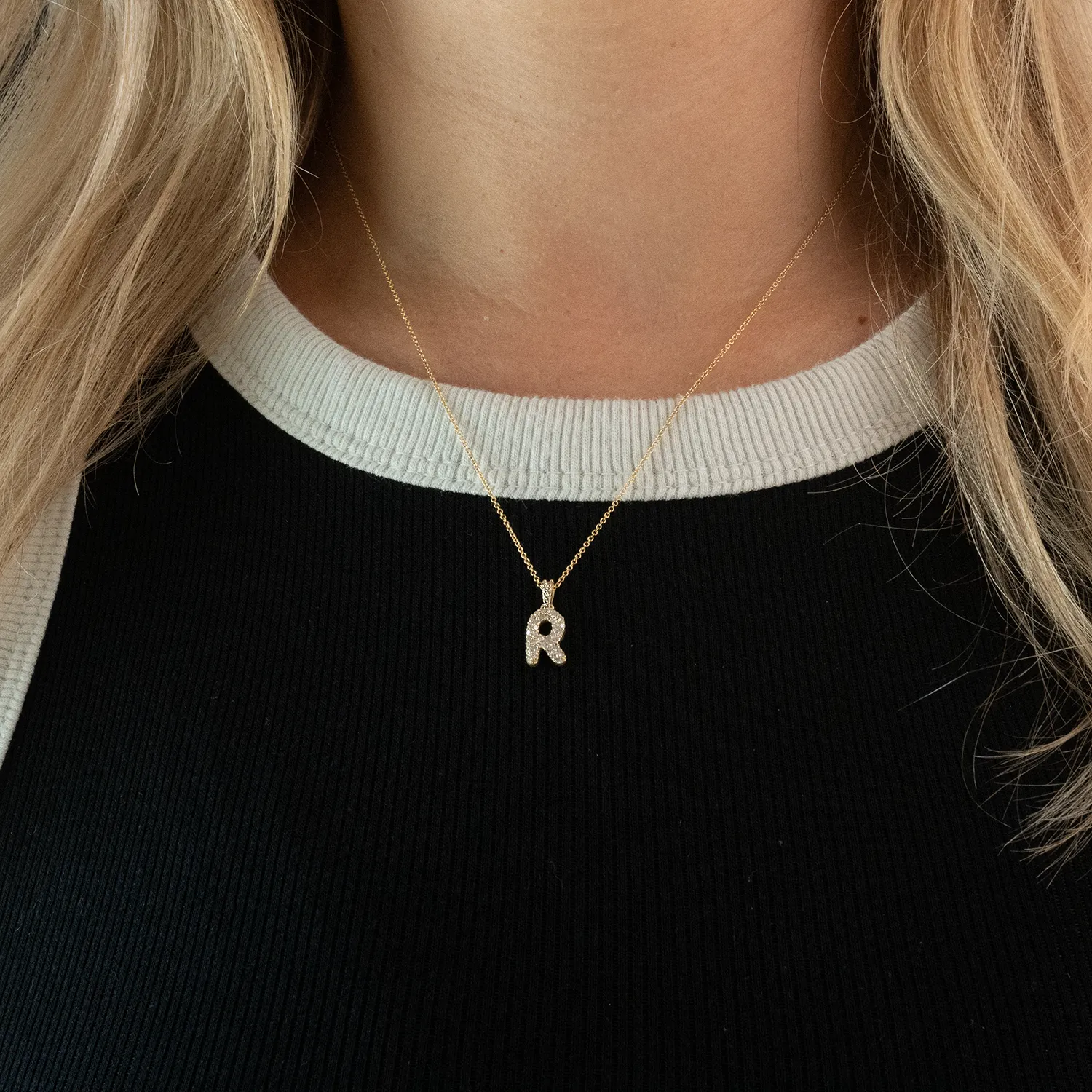 14k Diamond Bubble Letter Necklace sold by RG product image thumbnail 5