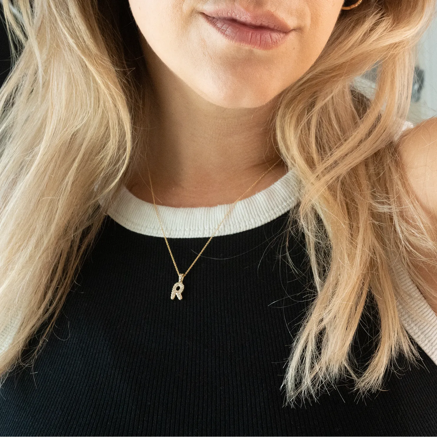 14k Diamond Bubble Letter Necklace sold by RG product image thumbnail 2