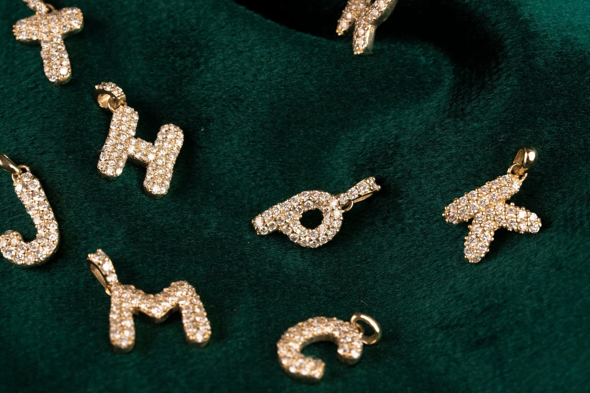 14k Diamond Bubble Letter Necklace sold by RG product image thumbnail 4