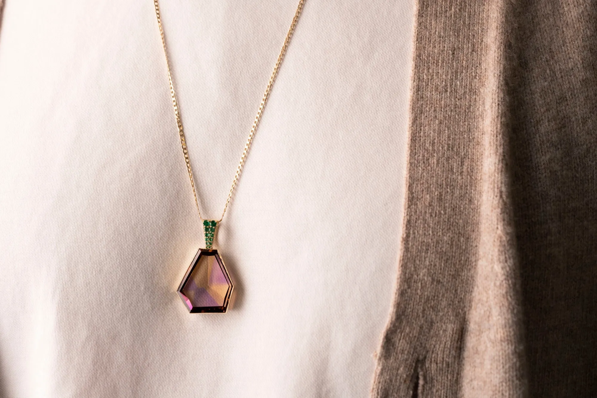 14k Ametrine Pendant with Emeralds | One-of-one sold by RG product image thumbnail 2