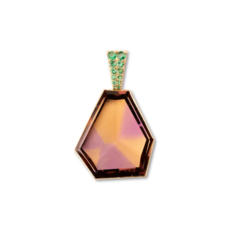 14k Ametrine Pendant with Emeralds | One-of-one sold by RG
